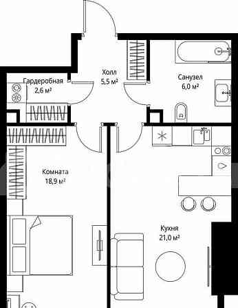 1-комн. квартира, 54 м2, 48/90 эт. Москва