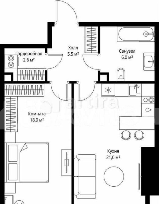 1-комн. квартира, 54 м2, 48/90 эт. Москва - изображение 6