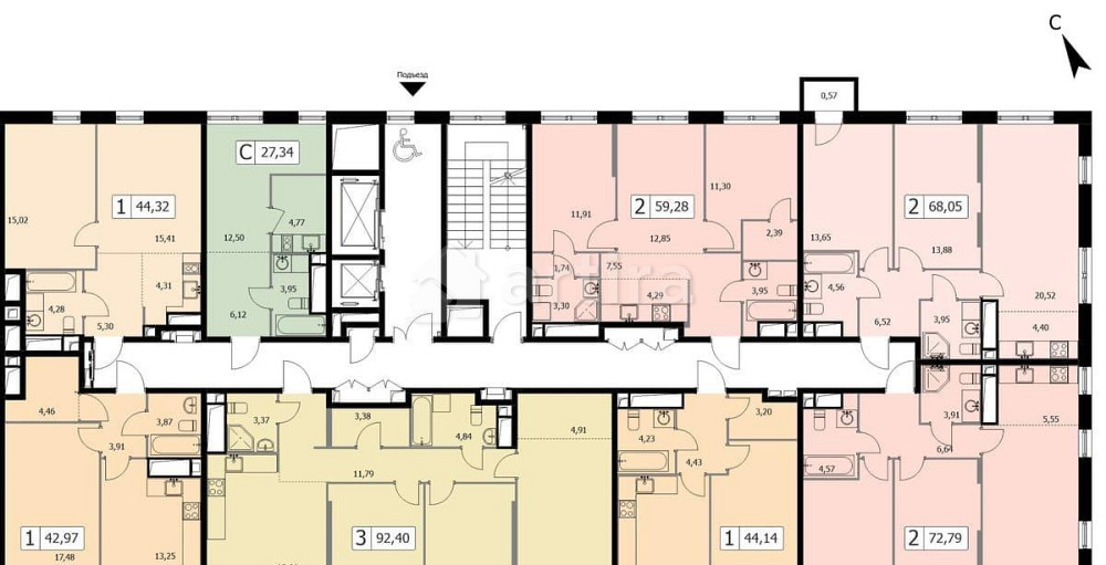 2-комн. квартира, 61 м2, 15/19 эт. Москва - изображение 12