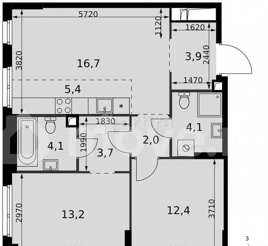 3-комн. квартира, 65.5 м2, 8/27 эт. Москва - изображение 7