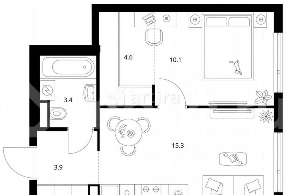 1-комн. квартира, 37.3 м2, 9/12 эт. Москва - изображение 1