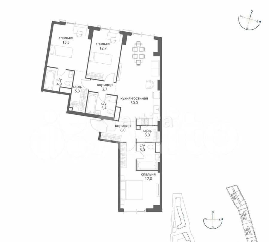 3-комн. квартира, 107.5 м2, 7/38 эт. Москва - изображение 7