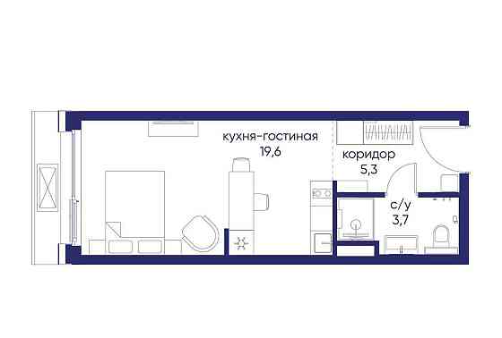 Студия, 28.62 м2, 2/19 эт. Москва