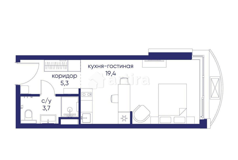 Студия, 28.42 м2, 2/19 эт. Москва - изображение 17