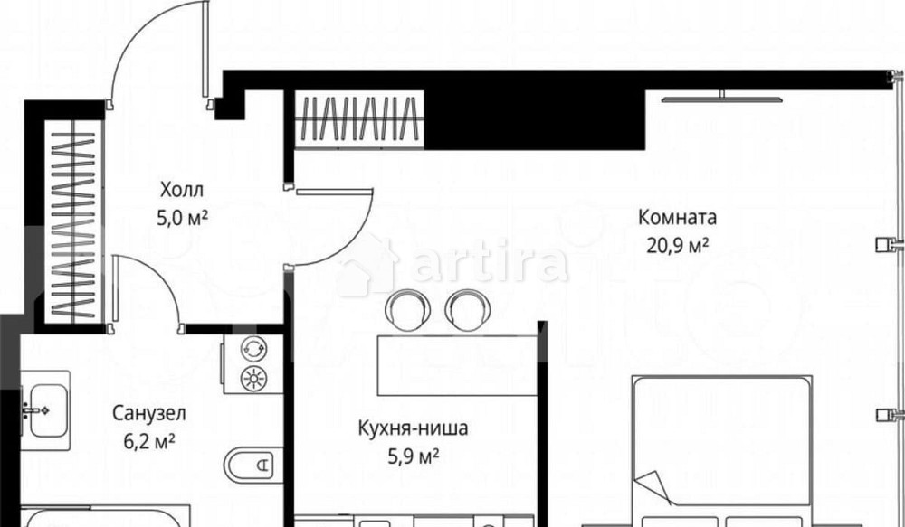 Студия, 38 м2, 37/90 эт. Москва - изображение 6