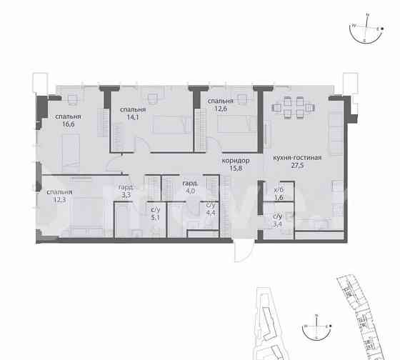 4-комн. квартира, 120.7 м2, 4/38 эт. Москва