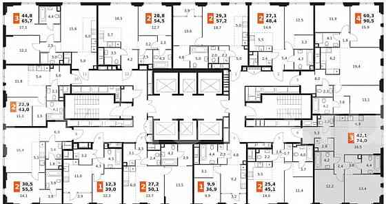 3-комн. квартира, 74 м2, 40/42 эт. Москва