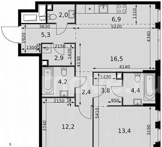 3-комн. квартира, 74 м2, 40/42 эт. Москва
