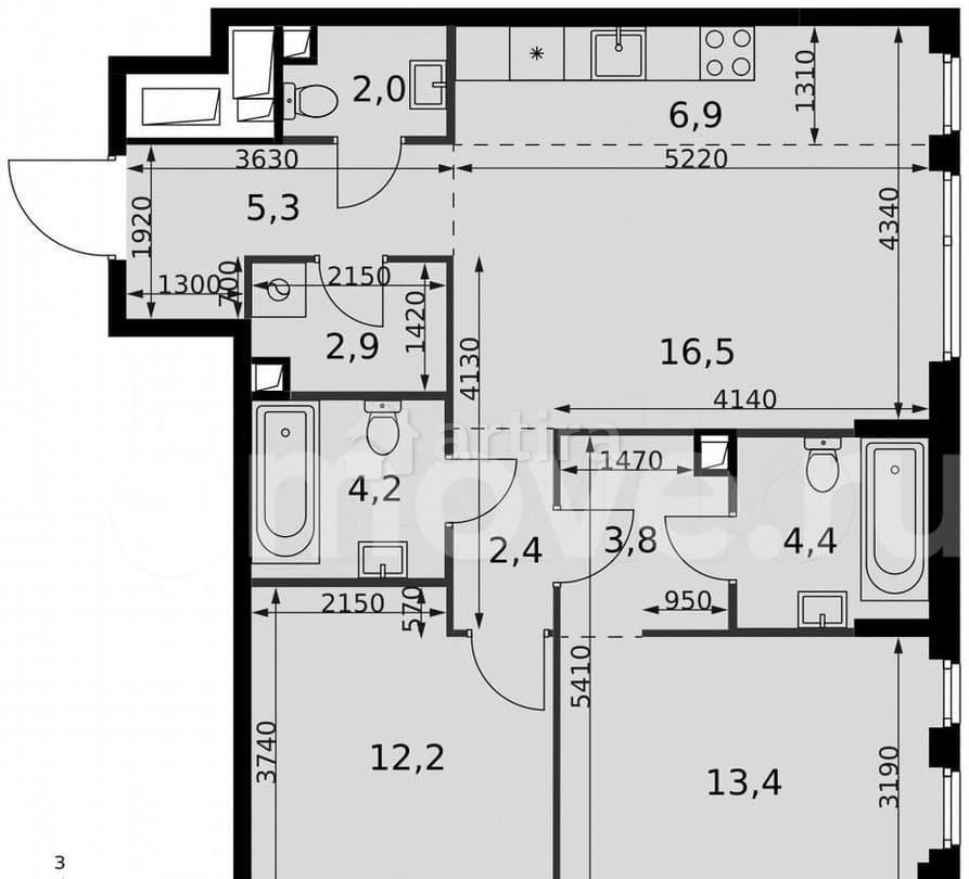 3-комн. квартира, 74 м2, 40/42 эт. Москва - изображение 3