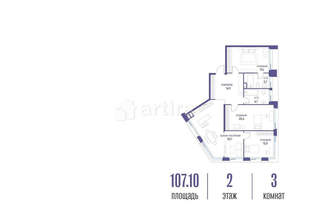 1-комн. квартира, 107.12 м2, 2/10 эт. Москва - изображение 11