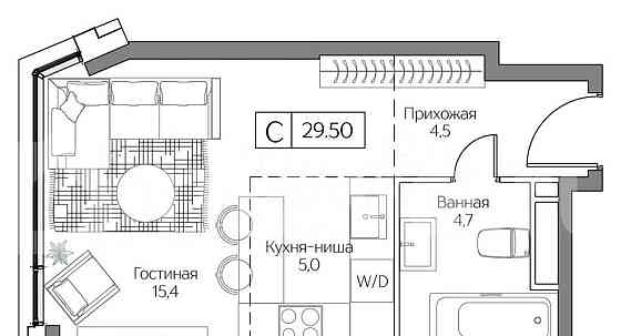 Студия, 29.5 м2, 14/27 эт. Москва