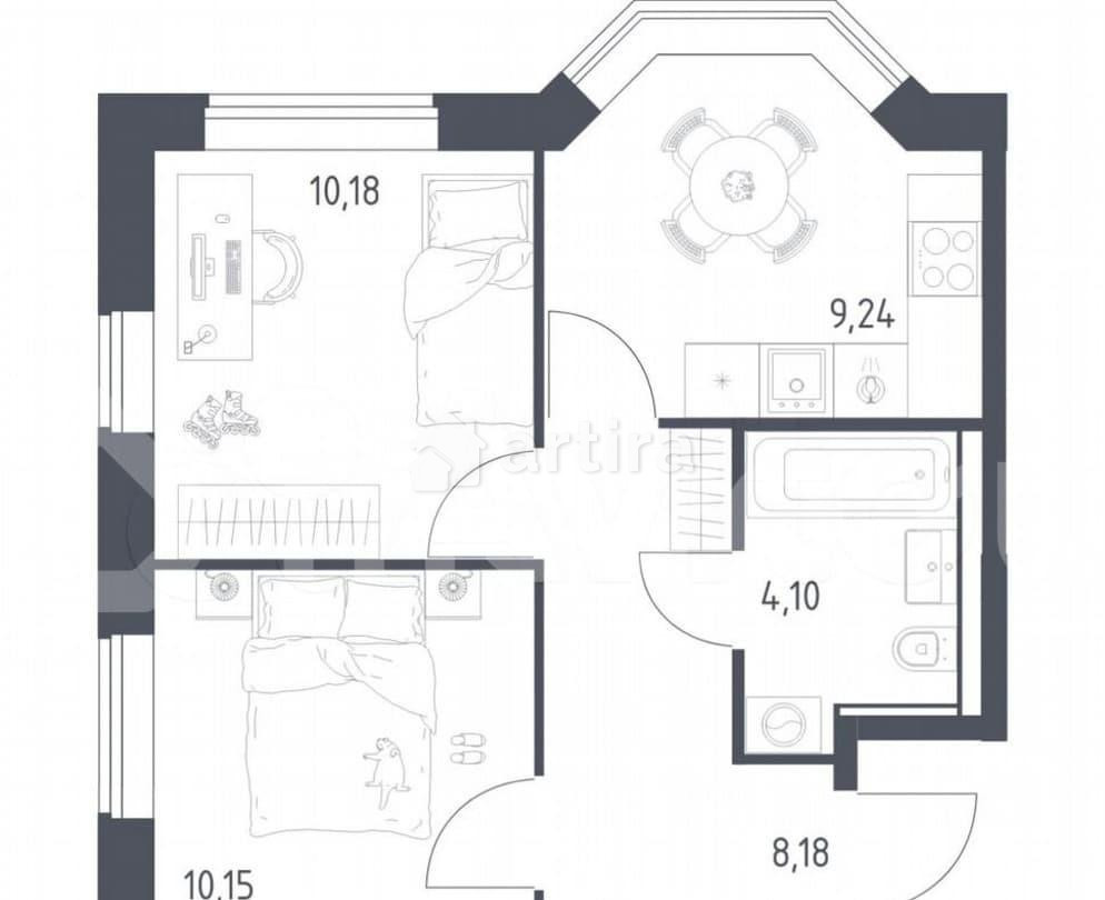 2-комн. квартира, 41.9 м2, 14/19 эт. Москва - изображение 2