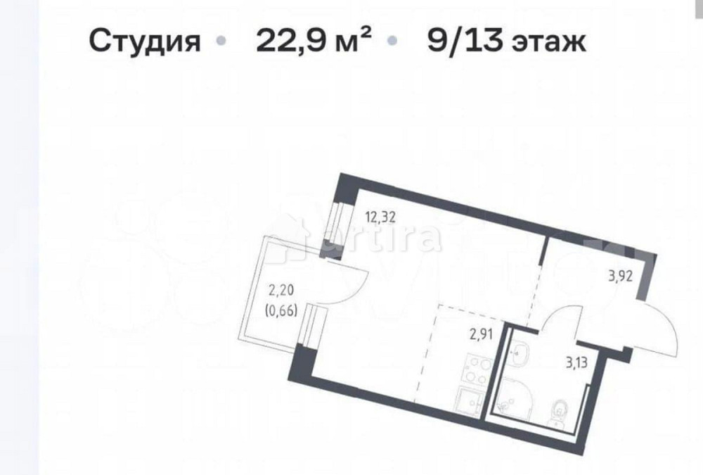 Студия, 23 м2, 9/13 эт. Москва - изображение 1