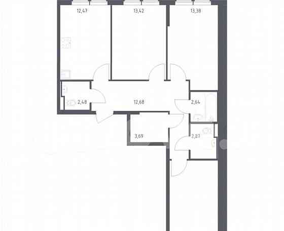 3-комн. квартира, 78.3 м2, 3/12 эт. Москва