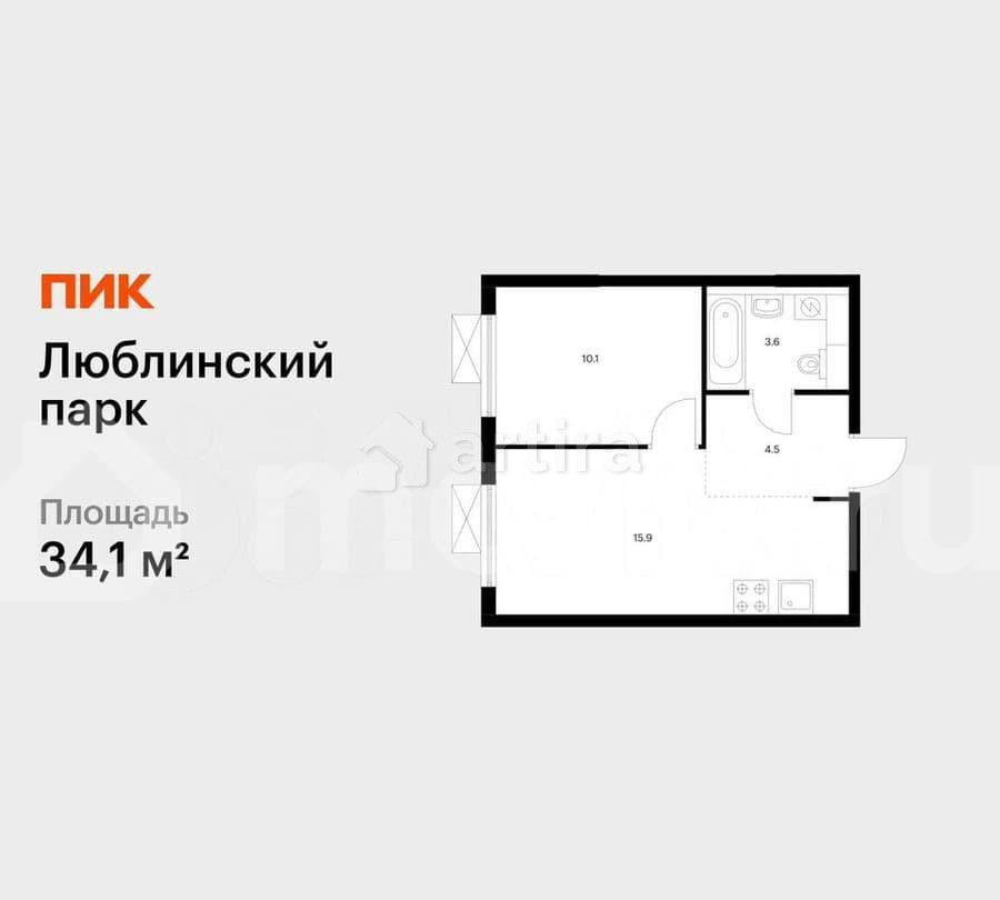 1-комн. квартира, 34.1 м2, 24/25 эт. Москва - изображение 1