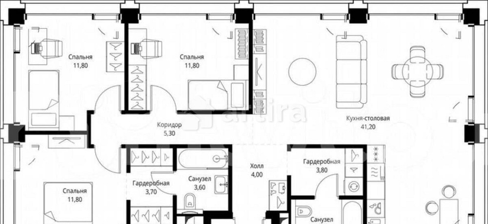 3-комн. квартира, 100.5 м2, 4/18 эт. Москва - изображение 3