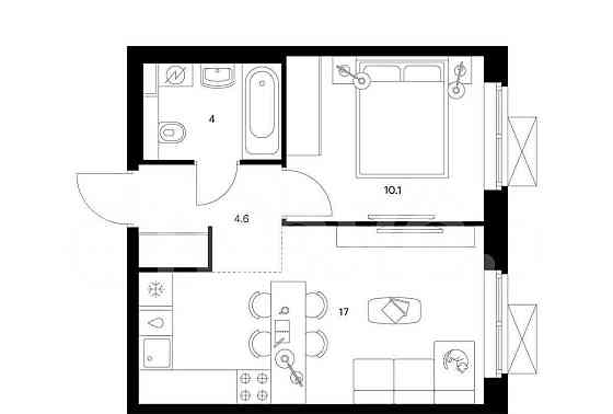 1-комн. квартира, 35.7 м2, 3/25 эт. Москва