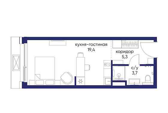 Студия, 28.42 м2, 2/12 эт. Москва