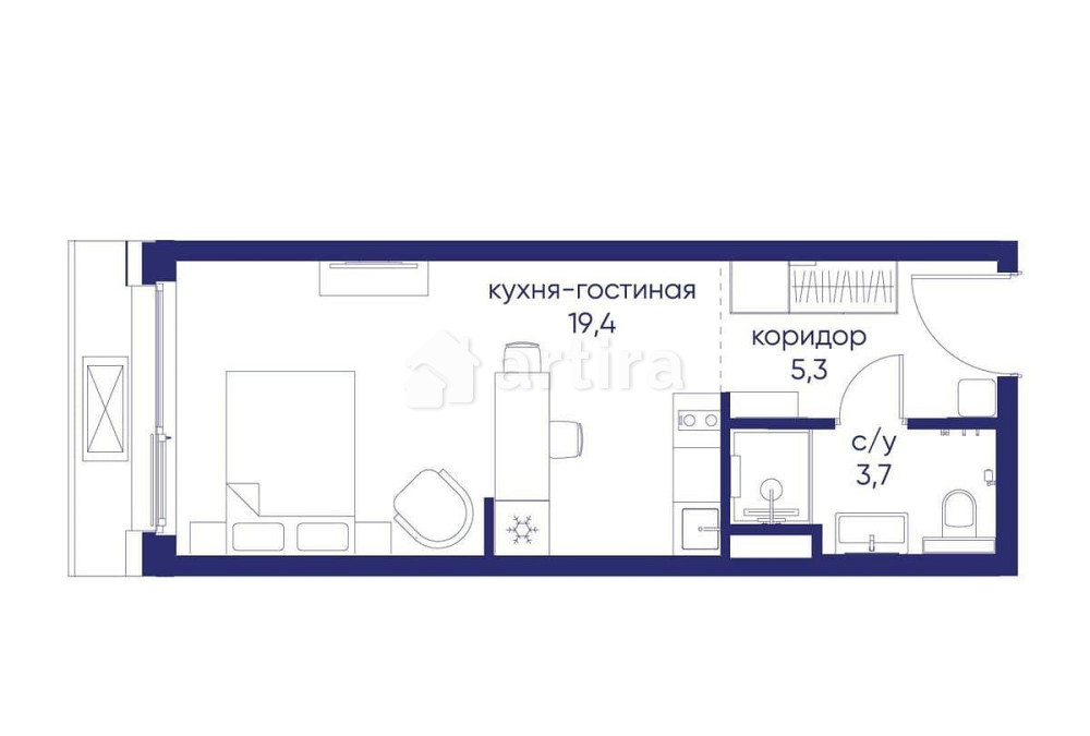 Студия, 28.42 м2, 2/12 эт. Москва - изображение 1