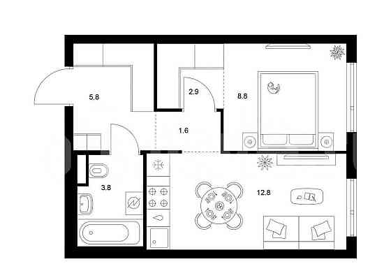 1-комн. квартира, 35.7 м2, 16/27 эт. Москва
