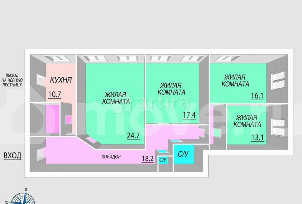 4-комн. квартира, 111.2 м2, 5/5 эт. Москва - изображение 1
