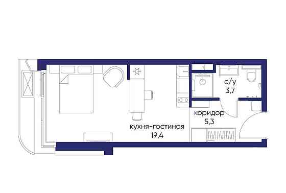 Студия, 28.42 м2, 2/12 эт. Москва
