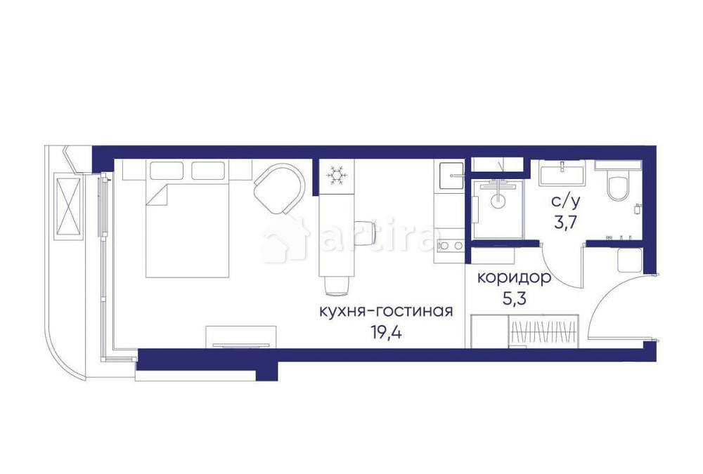 Студия, 28.42 м2, 2/12 эт. Москва - изображение 1