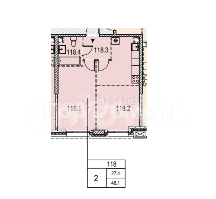 2-комн. квартира, 46.1 м2, 12/34 эт. Москва - изображение 1