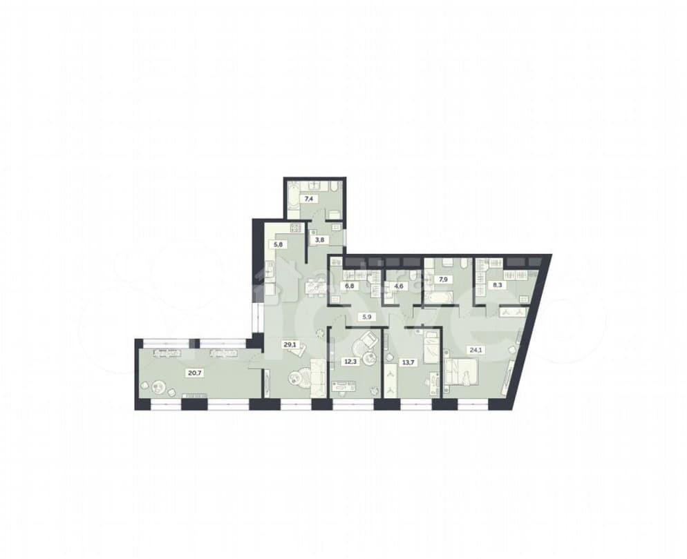 4-комн. квартира, 150.4 м2, 27/27 эт. Москва - изображение 1