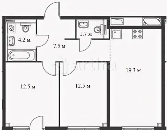 3-комн. квартира, 57.7 м2, 4/17 эт. Москва - изображение 8
