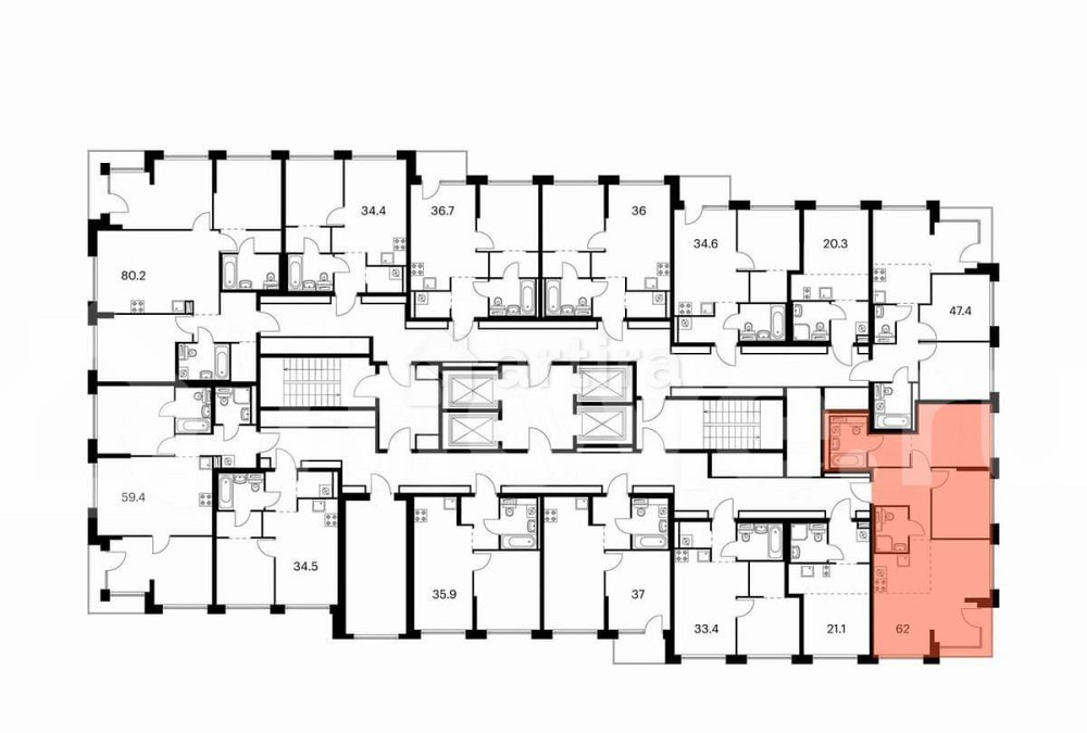 2-комн. квартира, 62 м2, 16/32 эт. Москва - изображение 2