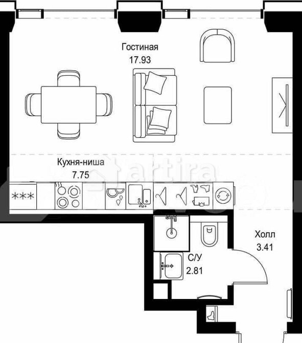 Студия, 31.9 м2, 23/52 эт. Москва - изображение 7