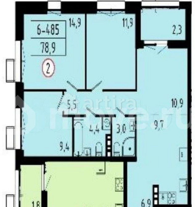 4-комн. квартира, 78.9 м2, 10/21 эт. Москва - изображение 5