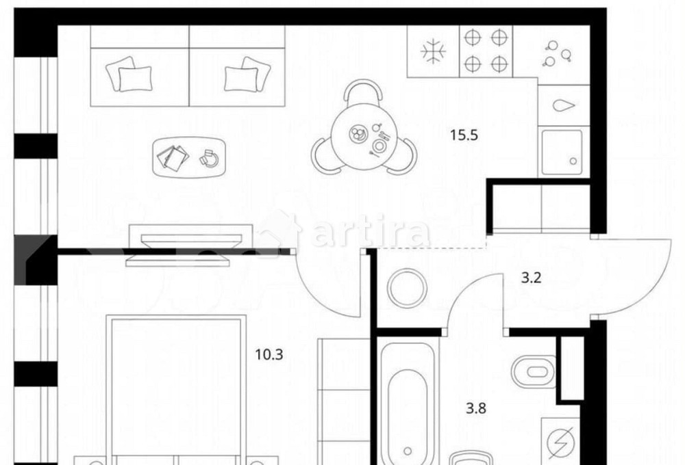 1-комн. квартира, 33.1 м2, 4/12 эт. Москва - изображение 1
