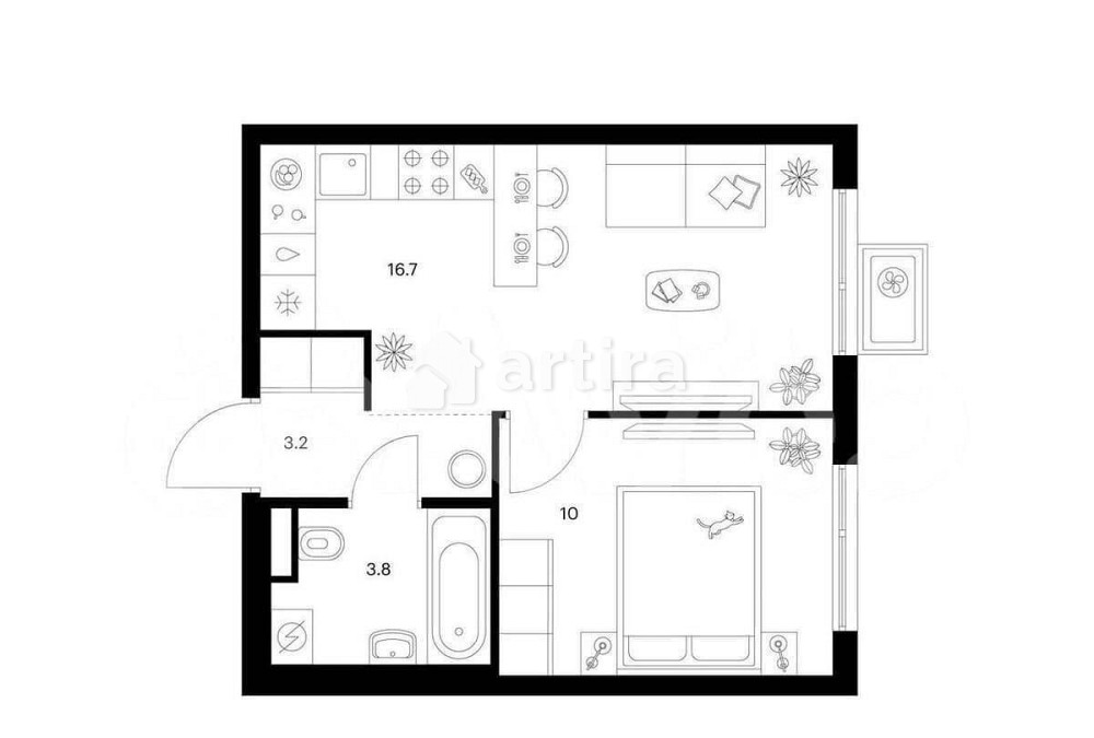 1-комн. квартира, 33.7 м2, 12/23 эт. Москва - изображение 1