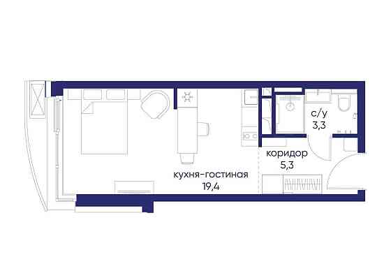 Студия, 28.02 м2, 9/12 эт. Москва