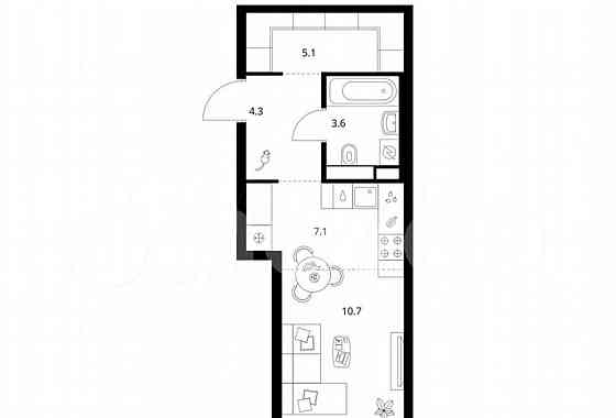 Студия, 30.8 м2, 4/18 эт. Москва