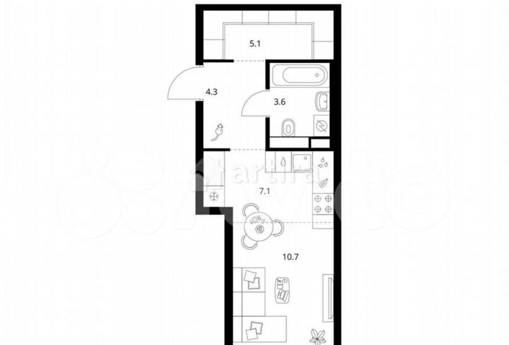 Студия, 30.8 м2, 4/18 эт. Москва - изображение 1