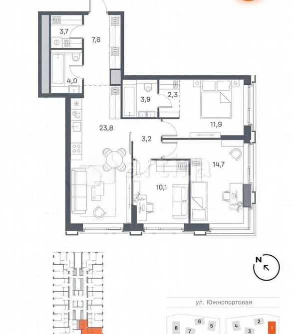 3-комн. квартира, 85.3 м2, 24/29 эт. Москва - изображение 5