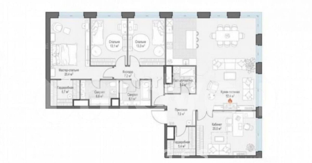 6-комн. пентхаус, 168 м2, 14/14 эт. Москва - изображение 5