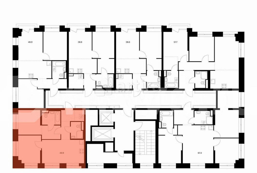 2-комн. квартира, 49.9 м2, 12/19 эт. Москва - изображение 3