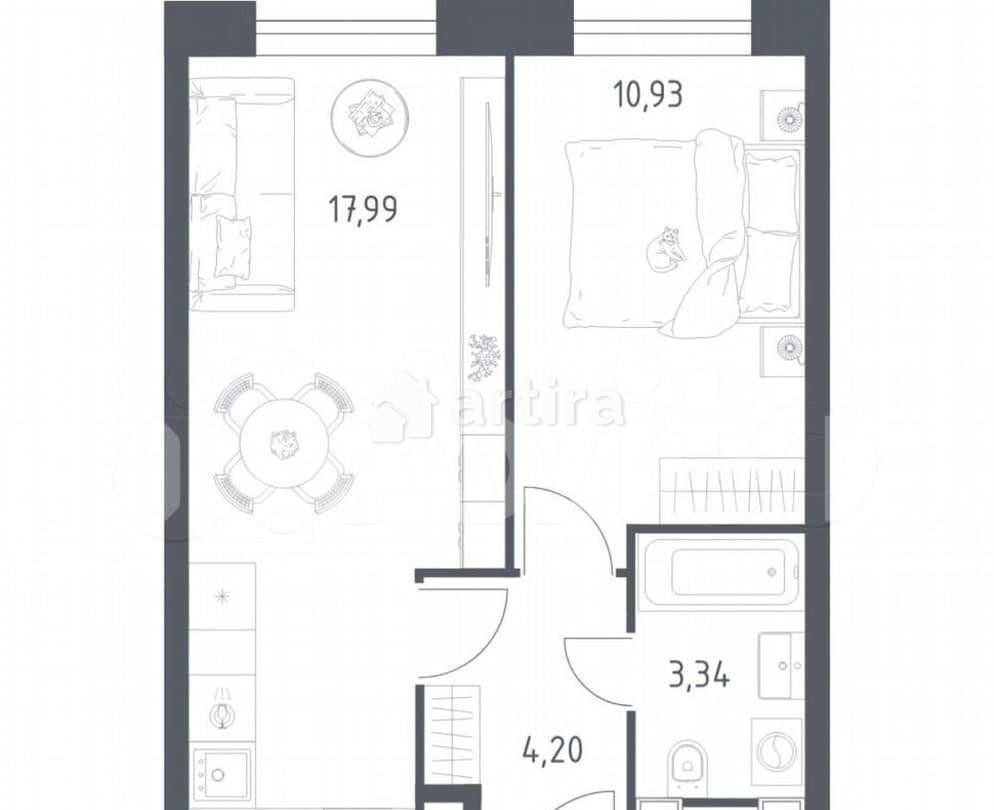 1-комн. апарт-ы, 36.5 м2, 19/28 эт. Москва - изображение 1