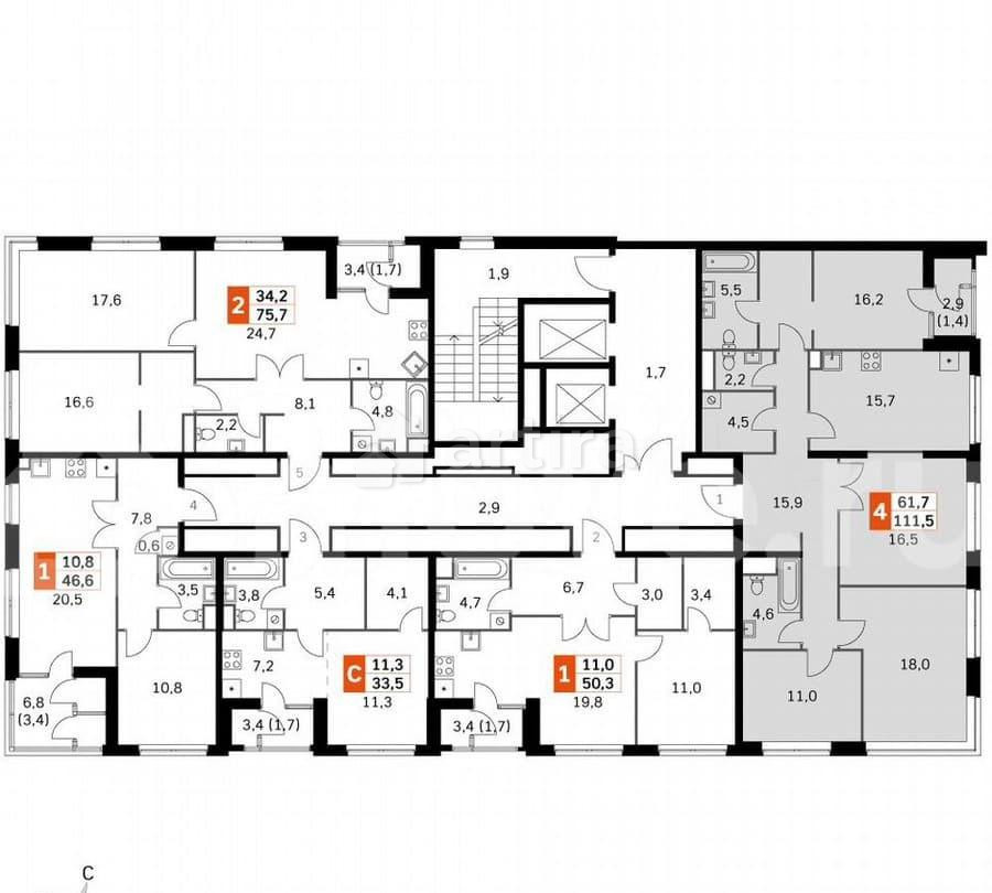 4-комн. квартира, 110.4 м2, 24/43 эт. Москва - изображение 6