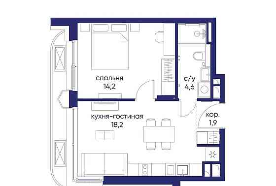 1-комн. квартира, 38.92 м2, 2/12 эт. Москва