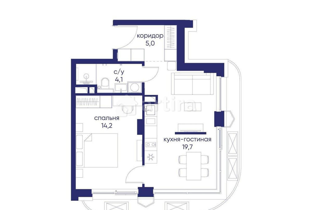 1-комн. квартира, 43.02 м2, 2/19 эт. Москва - изображение 17