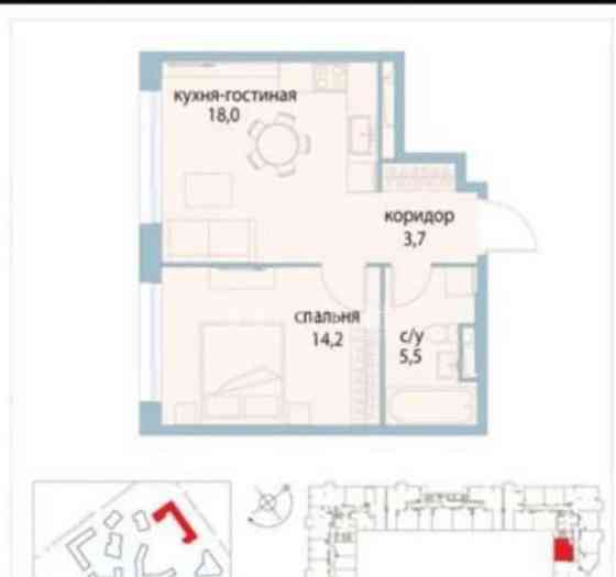 2-комн. квартира, 42 м2, 12/27 эт. Москва