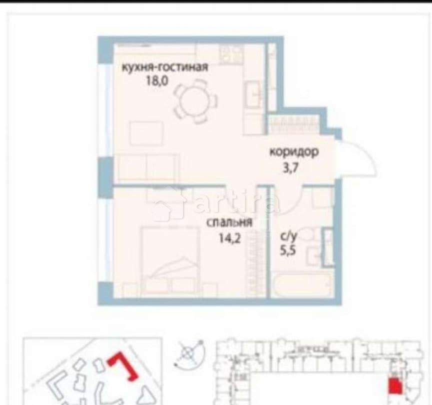 2-комн. квартира, 42 м2, 12/27 эт. Москва - изображение 6