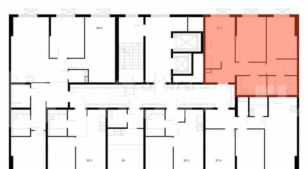 2-комн. квартира, 55.3 м2, 5/16 эт. Москва - изображение 3