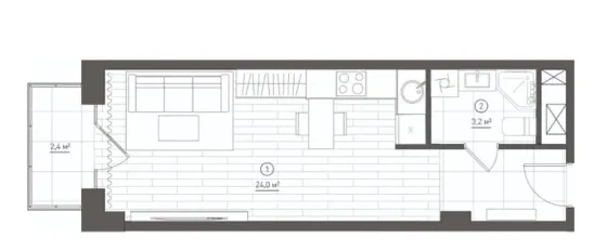 Студия, 27.1 м² 4/8 эт Москва