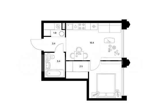 1-комн. квартира, 35 м2, 2/24 эт. Москва